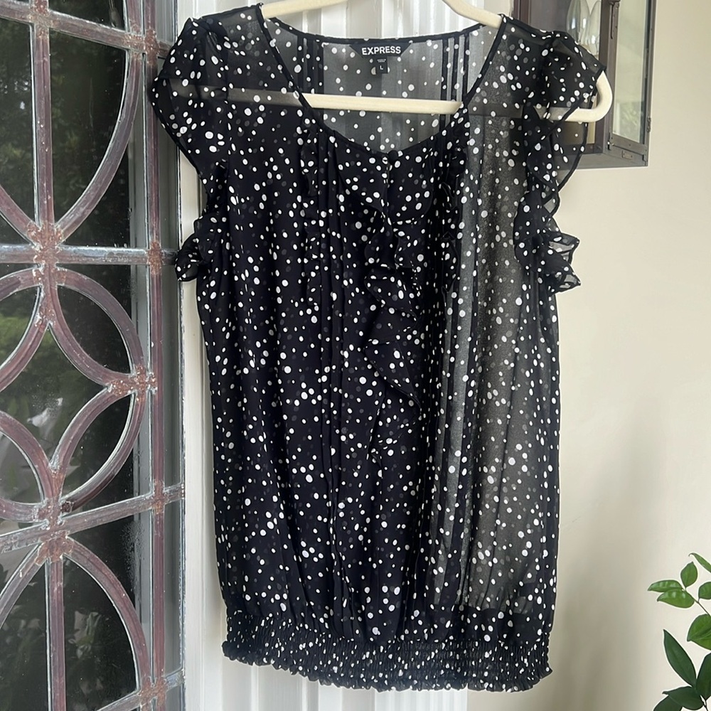 Express shear blouse with elastic waist size L